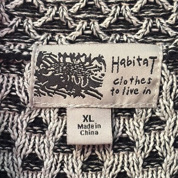 Habitat Clothes To Live In Cardigan Sweater XL Textured Knit Nubby Lagenlook B&W - Picture 3 of 5